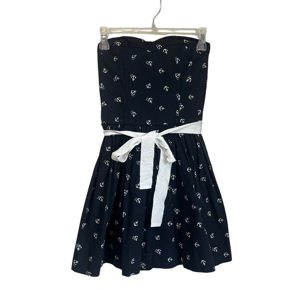 NWT Abercrombie & Fitch Strapless Anchor Print Blue Dress M Juniors Y2K - Picture 2 of 8